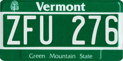 VT license plate ZFU276