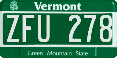 VT license plate ZFU278
