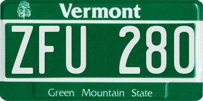 VT license plate ZFU280