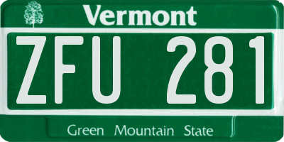 VT license plate ZFU281