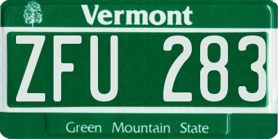 VT license plate ZFU283