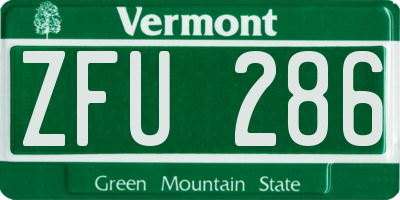 VT license plate ZFU286