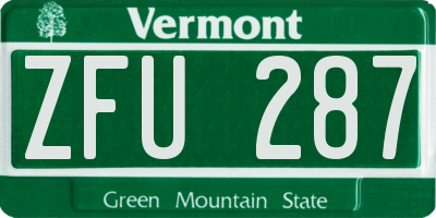 VT license plate ZFU287