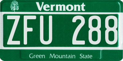 VT license plate ZFU288