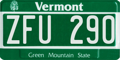 VT license plate ZFU290