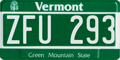 VT license plate ZFU293