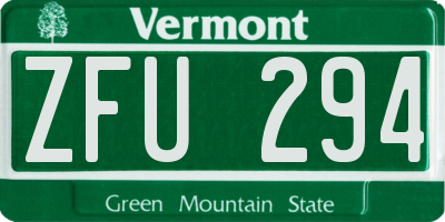 VT license plate ZFU294