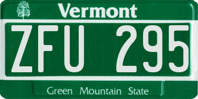VT license plate ZFU295