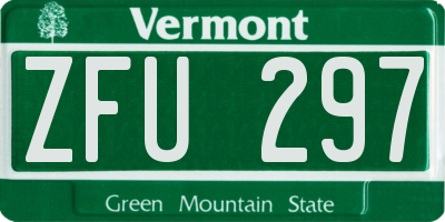 VT license plate ZFU297