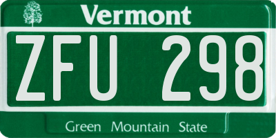 VT license plate ZFU298