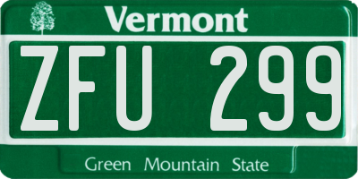 VT license plate ZFU299