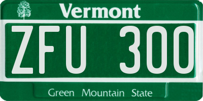 VT license plate ZFU300