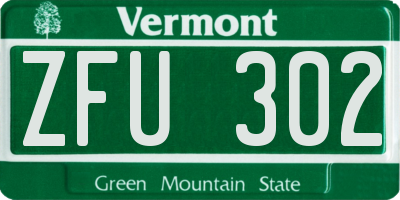 VT license plate ZFU302