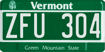 VT license plate ZFU304