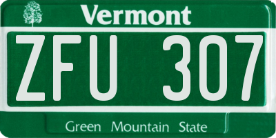 VT license plate ZFU307