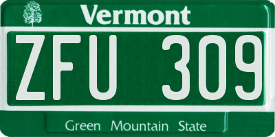 VT license plate ZFU309