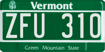VT license plate ZFU310