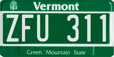 VT license plate ZFU311