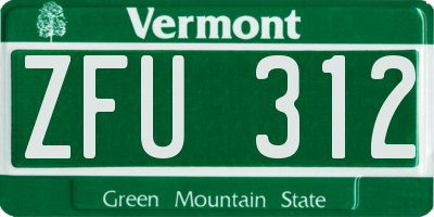 VT license plate ZFU312