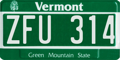 VT license plate ZFU314