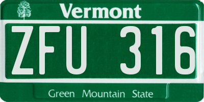 VT license plate ZFU316