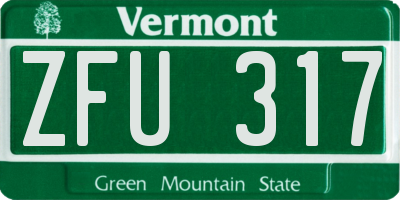 VT license plate ZFU317