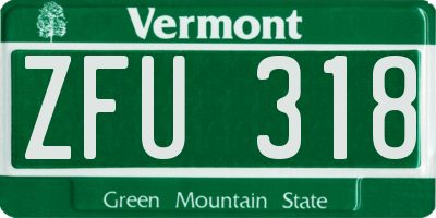 VT license plate ZFU318