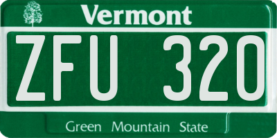 VT license plate ZFU320