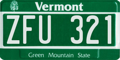 VT license plate ZFU321