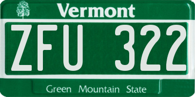 VT license plate ZFU322