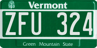 VT license plate ZFU324