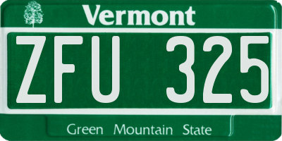 VT license plate ZFU325