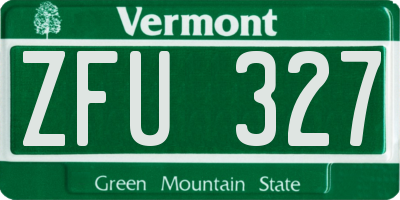 VT license plate ZFU327