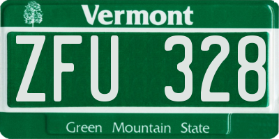 VT license plate ZFU328