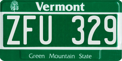 VT license plate ZFU329