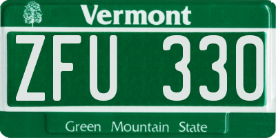 VT license plate ZFU330