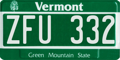 VT license plate ZFU332