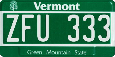 VT license plate ZFU333