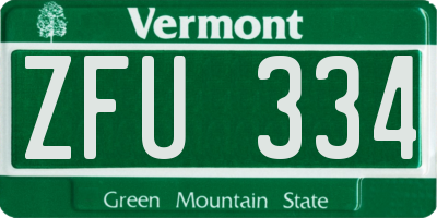 VT license plate ZFU334