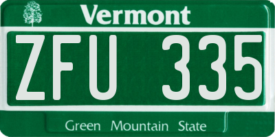 VT license plate ZFU335