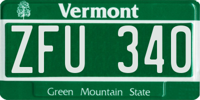 VT license plate ZFU340