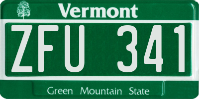 VT license plate ZFU341