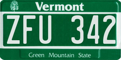 VT license plate ZFU342