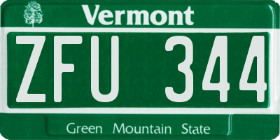 VT license plate ZFU344