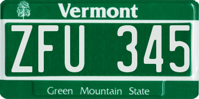 VT license plate ZFU345
