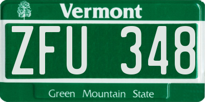 VT license plate ZFU348