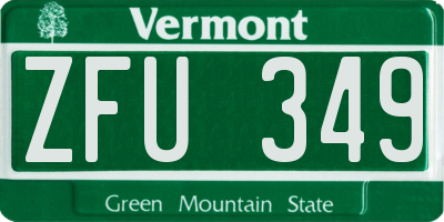 VT license plate ZFU349