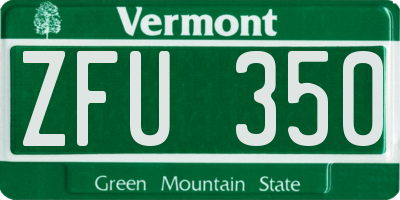 VT license plate ZFU350