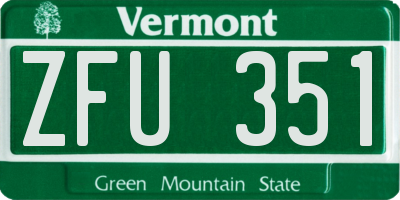 VT license plate ZFU351