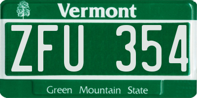 VT license plate ZFU354
